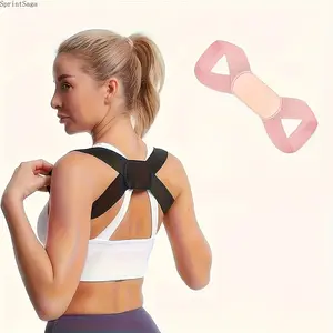 Invisible Breathable Posture Strap for Women - Lightweight Nylon Back Support Belt - Elegant Design for Running Sitting Standing - Black Pink Comfort Fit