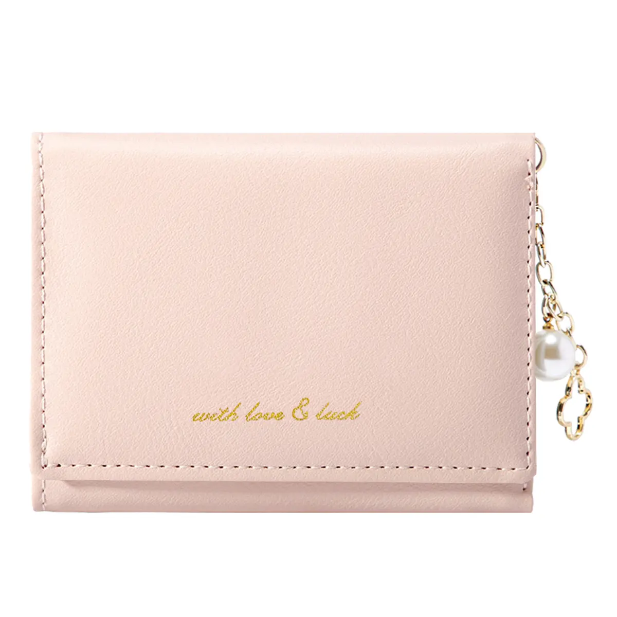Elegant Small Wallet with Pearl Chain for Women