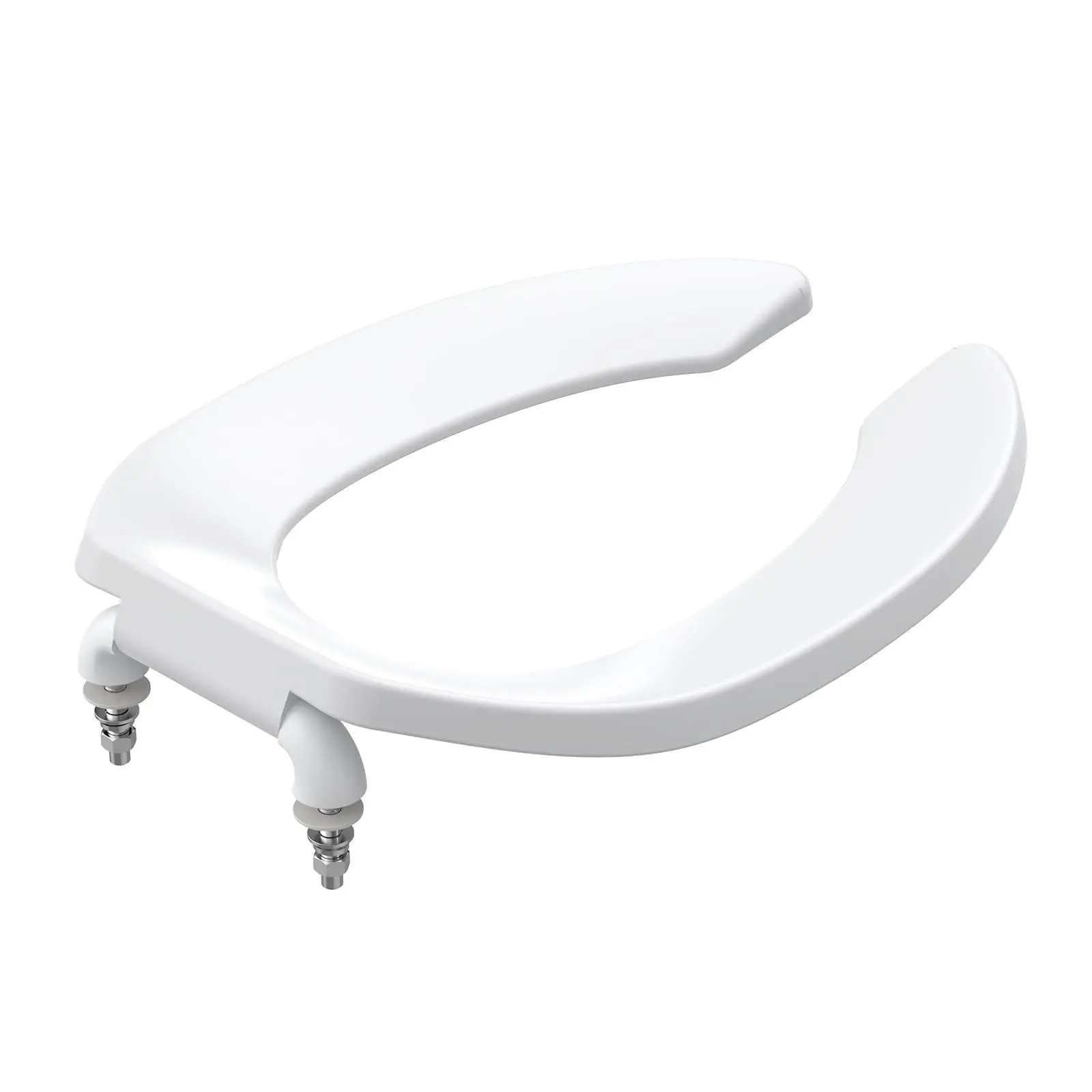 18.5 Inches PP Plastic Modern Commercial Heavy-Duty Open-Front Elongated Toilet Seat (No Cover) - Never Loosens, Reduces Call-Backs, Easy to Clean, Stain-Resistant, Safe for Hospital High-Traffic Areas