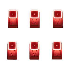 6 Pack Red Night Light, LED Night Lights Plug into wall with Dusk to Dawn sensors, Plug in Night Lights for Kids Room, Bedroom, Bathroom, Baby Nursery,Stair Lights, Hallway Light, Daylight