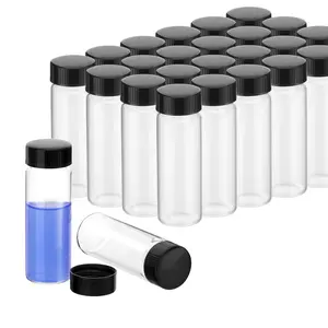 30ml Clear Small Glass Vials 50pcs with Screw Caps High Quality Borosilicate Glass Portable for Travel Essential Oil Perfume Reagent Medicine