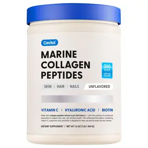 Marine Collagen Peptides - Hydrolyzed Ultra-fine Collagen Powder for Women & Men, Hyaluronic Acid, Biotin, Vitamin C, for Skin,     Hair, Nails, Joints, Non-GMO, Unflavored, Easily Dissolved, 16oz