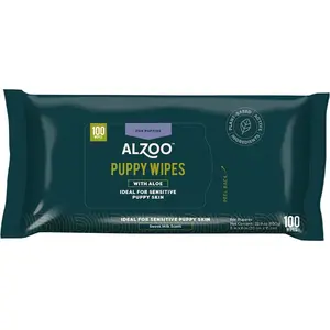 ALZOO Plant-Based Grooming Wipes for Puppies