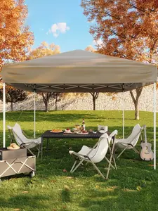 Garvee 10x10ft Heavy-Duty Pop Up Canopy Tent, One-Button Easy Setup with Adjustable Height, Comes with Roller Bag, 4 Weight Bags and Full Sidewall, Portable Sun Shade Shelter for Events, Camping & Backyard