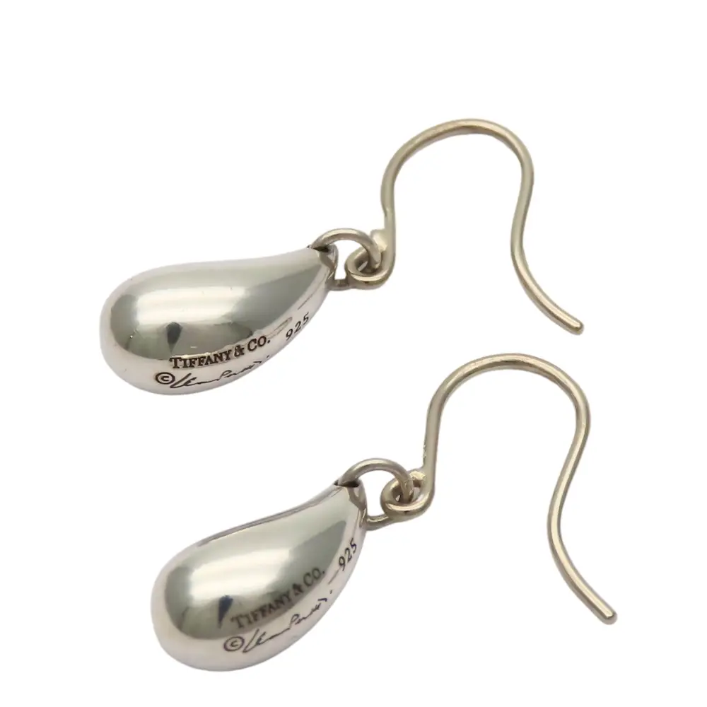 Pre-owned Tiffany & Co. Sterling Silver 925 (Ag925) Small Leather Goods Elsa Peretti Silver 925 Teardrop Earrings