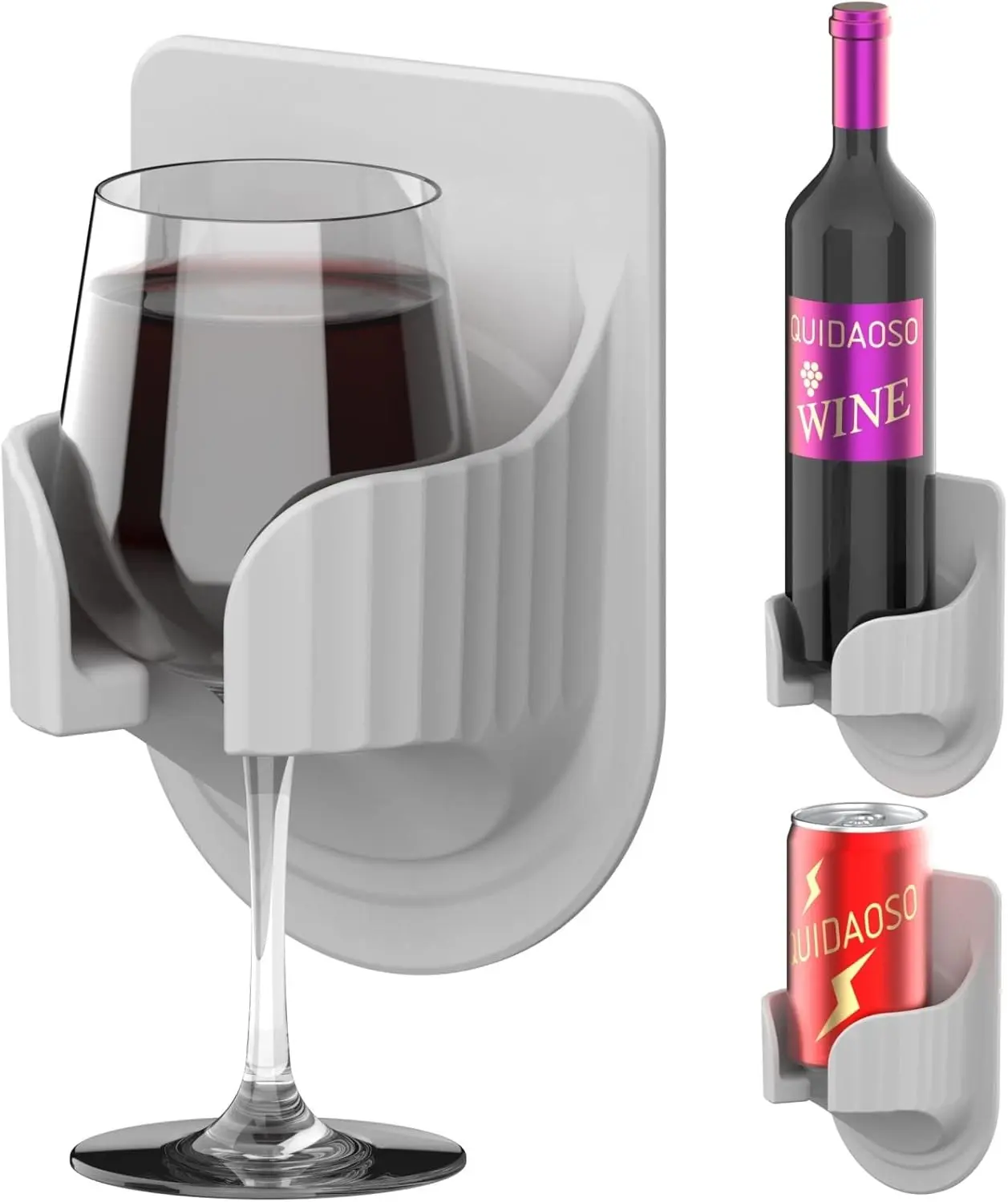 Silicon Cup Holder for Shower, Wine Glass Holder, Beer/Drink Holder for Bathtub, Multi-Functional &Wall-Mounted, Gift (Grey) | Wine Glass Holder, Beer/Drink Holder for Bathtub, Multi-Functional, Wall-Mounted