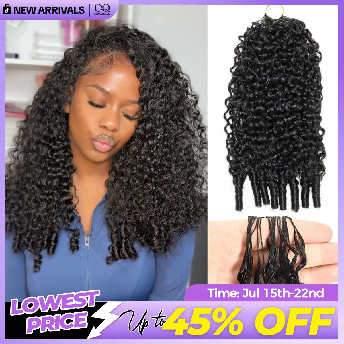 OQ HAIR Crochet Human Hair Burmese Curly Braiding Hair Bundles 50g Knotless Pre-Separated Invisible Crochet Hair Extensions #DealsForYouDays