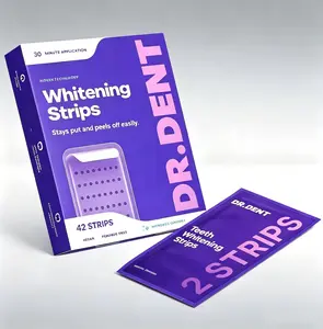 DR.DENT Purple Teeth Whitening Strips, 21 Sessions / 42 Strips, Peroxide-Free Teeth Whitening Kit, Gentle Whitening Strips for Sensitive Teeth, At-Home Oral Care