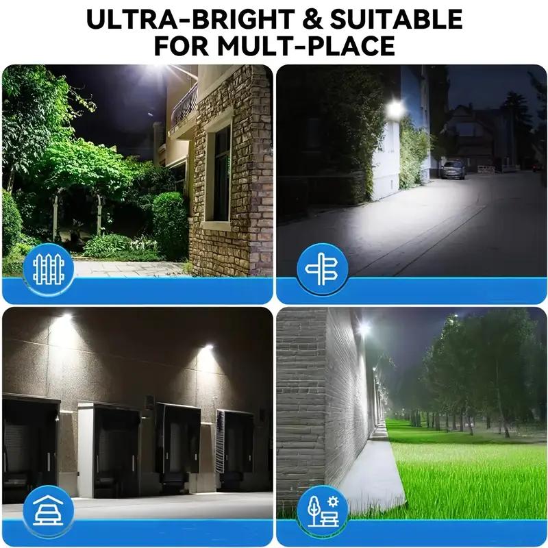 SolarStreetLight 2000W Commercial Solar Lights Wide Angle Motion Sensor Remote Control Waterproof Foldable Bracket LED Landscape Spotlights for Home & Commercial IP65 Cold White 6500K