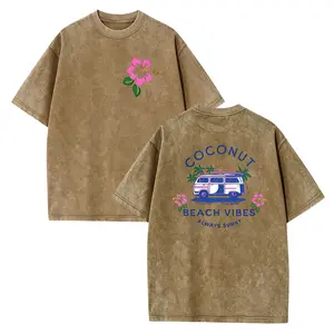 Beach Vibes Shirt Coconut Girl, Hibiscus Shirt, Oversized Beachy Tee, T-shirt, Trendy Beach Shirt Preppy Top, Ocean Inspired