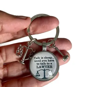 Talk Is Cheap Lawyer Keychain - Humorous Design for Lawyers, Attorneys & Judges - Keychain with Pendant and Chain - Funny Accessory