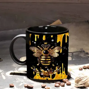 2026  1pc Queen Bee Mug with Honey Drip Design, 3D Golden Bee Decorations & Crown Accent - Dishwasher Safe Coffee Cup for Tea, Beverages - Unique Gift for Home, Birthdays, Housewarming, Honey Bee Kitchen Decor, Intricate Art