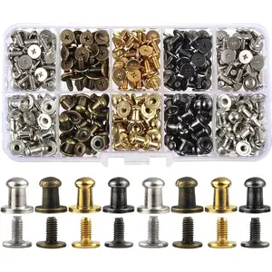 150 Sets 8x5x8MM Mixed Color Button Spikes and Studs Kit Round Head Screw Back Leather Craft Rapid Rivet Punk Stud and Spike for Clothing Shoes Belts Bags Dog Collars Rivets 5/16 Inch