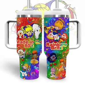 Retro Rainbow Brite 80s Cartoon Custom Cup 40 oz 20 oz Tumbler With Handle, Gifts, Gifts for her