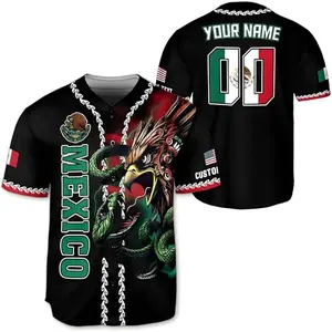 Custom Mexico Baseball Jersey – Aztec Eagle Design, Personalized Name & Number Shirt