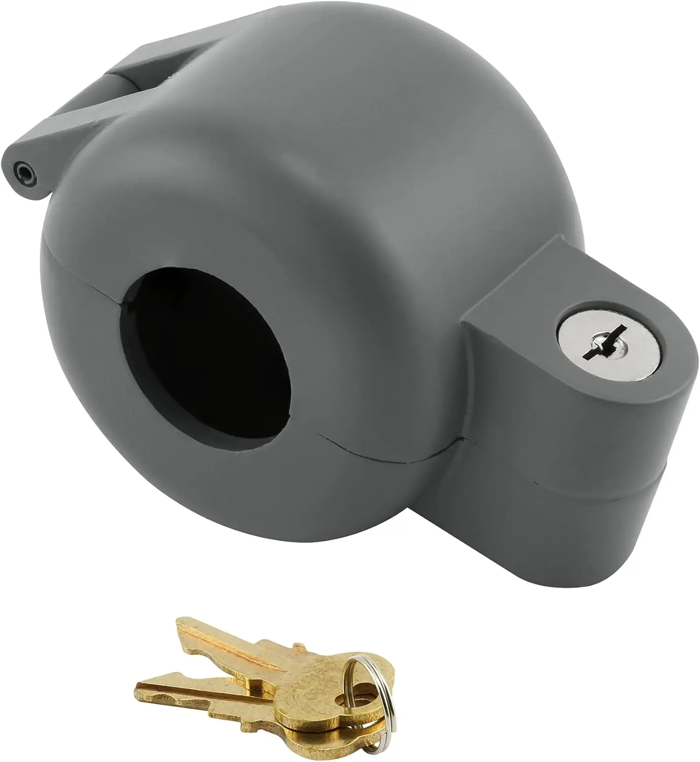 Door Knob Lockout Device for Round Doorknobs up to 2-7/16 Inch, Diecast Keyhole Cover Lock, Gray, 1 Pack