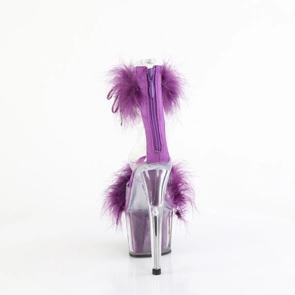 7 Inch Heel ADORE-724F Clear Purple Fur Platform Footwear