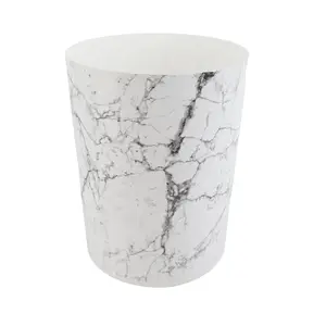 Mainstays Bathroom Trash Can, 5 Gallon Small Plastic Garbage Bin with No Lid, White Marble