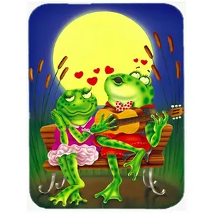 212 MAIN Large Size Tempered Glass Chopping Board, Heatproof Kitchen Cutting Board with Colorful Frog Love Songs Art, Suitable for Use with Knives