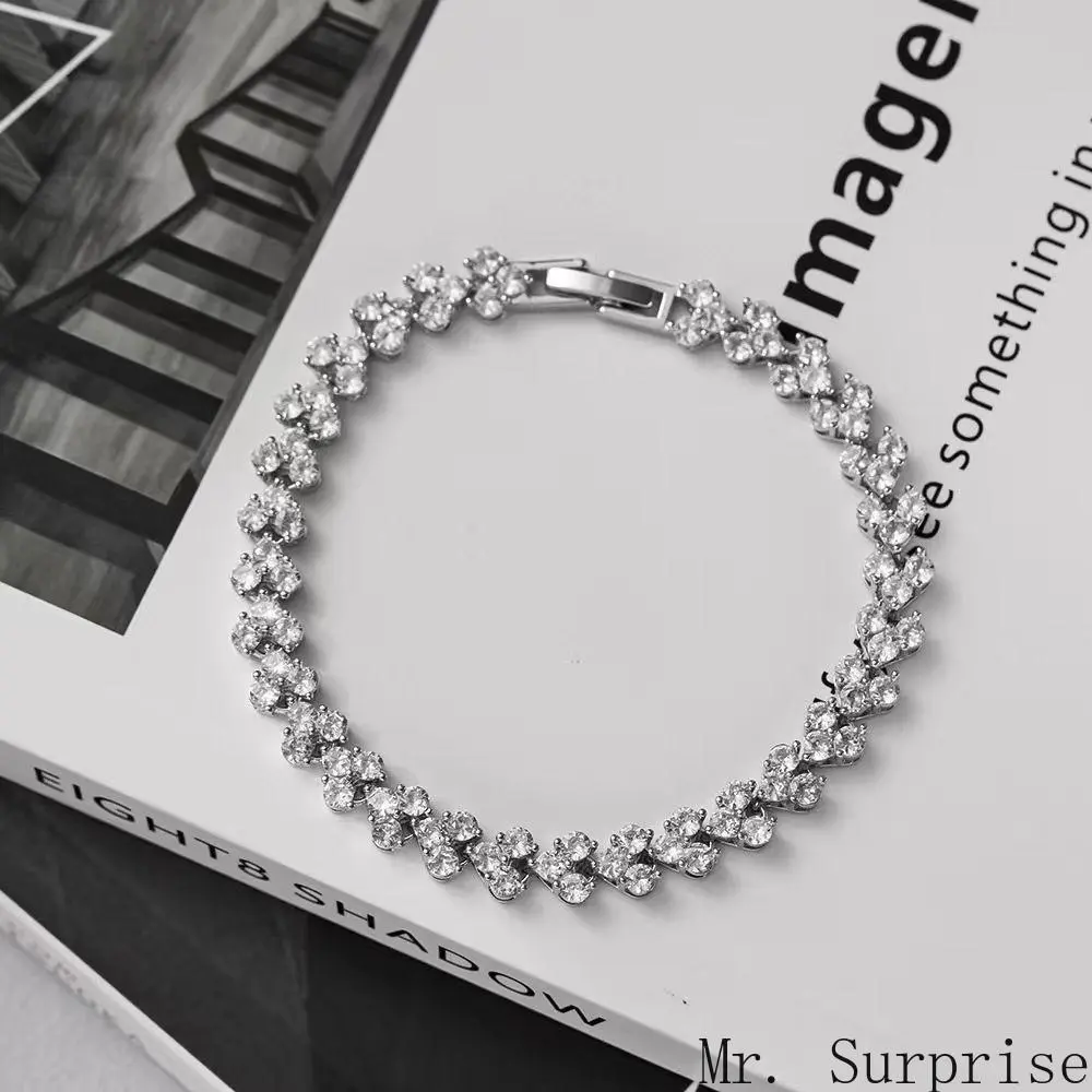 Women's Multicolor Rainbow Gemstone Tennis Bracelet - Elegant Silver-Tone Adjustable Statement Bracelets for Daily Wear