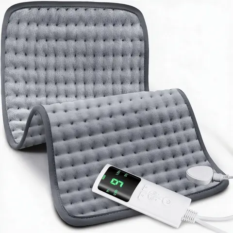 Electric Heating Pad for Pain Relief - Moist & Dry Heat Therapy, Soothing Back Neck Shoulder Muscle Pain, 4-Layer Safety Insulation with Overheat Protection, Machine Washable Plush 12"×24", Portable