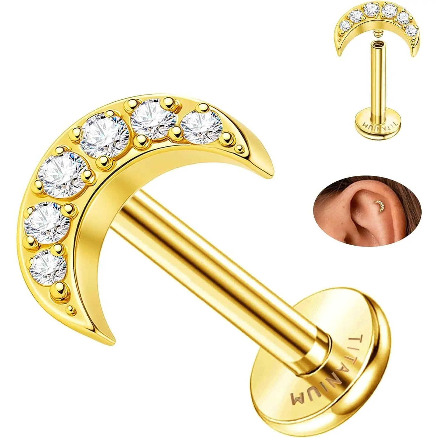 ZELORES Industrial Piercing Barbell for Women, 16g Internally Threaded G23 Titanium with Cubic Zirconia Chain for Everyday, Casual Daily Wear, Silver, Chain, Safe Piercing, Female