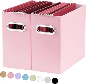 File Organizer, Small Storage Box, Cardboard File Folder Organizer, Collapsible File Box, Hanging File Organizer for Letter Size, Portable File Box
