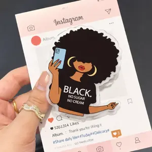Afro Hair Girl Acrylic Phone Grip Stand – Bold Black Aesthetic Cartoon Phone Holder Accessory