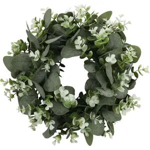 14.96" Idyllic Berries Eucalyptus Wreaths for Front Door Artificial Spring Summer Green Leaf Wreath for Farmhouse Wall Wedding Decor Window Front Porch Decor (Green)- Home Improvement.