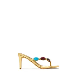 Kalani Mid Heel Mules - Gold