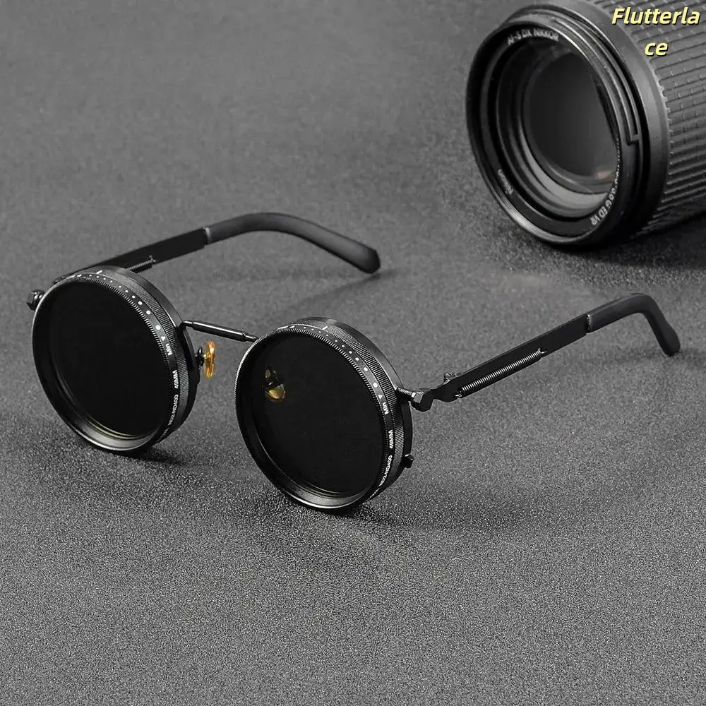 Retro Punk Polarized Sunglasses – ND9 Adjustable Dimming Eyewear for Men & Women | UV400 Sun Protection, Round Outdoor Shades for Fishing, Hiking, Travel, Driving, Beach, Everyday Adventures