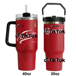 Deportivo Toluca F.C. 1998-1999 Style Insulated Tumbler 30oz 40oz – Retro Toluca Jersey Travel Mug with Handle & Straw, Red & White Soccer Fan Cup