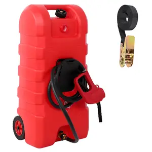 15 Gallon Heavy-Duty Fuel Caddy – Portable Gas Can with Siphon Pump & 10ft Hose, On-Wheels Fuel Transfer Tank for Car, Lawnmower, ATV, Boat – Garage Must-Have