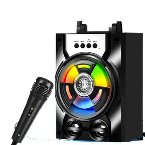 High Fidelity Bluetooth Speaker with Powerful Bass Large Volume Wired Handheld Mic for Home KTV Square Dance