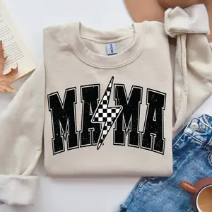 Mama Retro Sweatshirt, Checkerboard Mama Sweatshirt, Mom Gift, Mother's Day Gift, Gift for Mom, Trendy Mama Sweatshirt Womenswear Hoodie