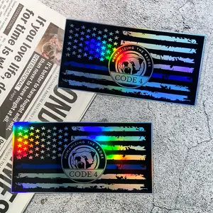 Thin Blue Line Code 4 Law Enforcement Edition Car Sticker, Windshield Sticker, Motorcycle Stickers, 3 Counts/set Waterproof Vinyl Decals for Cars, Trucks, Windows, Laptops, Motorcycles, Multipurpose Car Decal