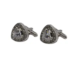 Teardrop Crystal Silver Cufflinks