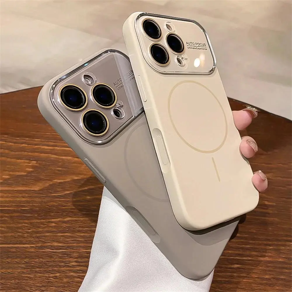Liquid Silicone For Magsafe Phone Cases For iPhone 14 15 16 17 Pro Max Magnetic Charging Glass Lens Protective Cover