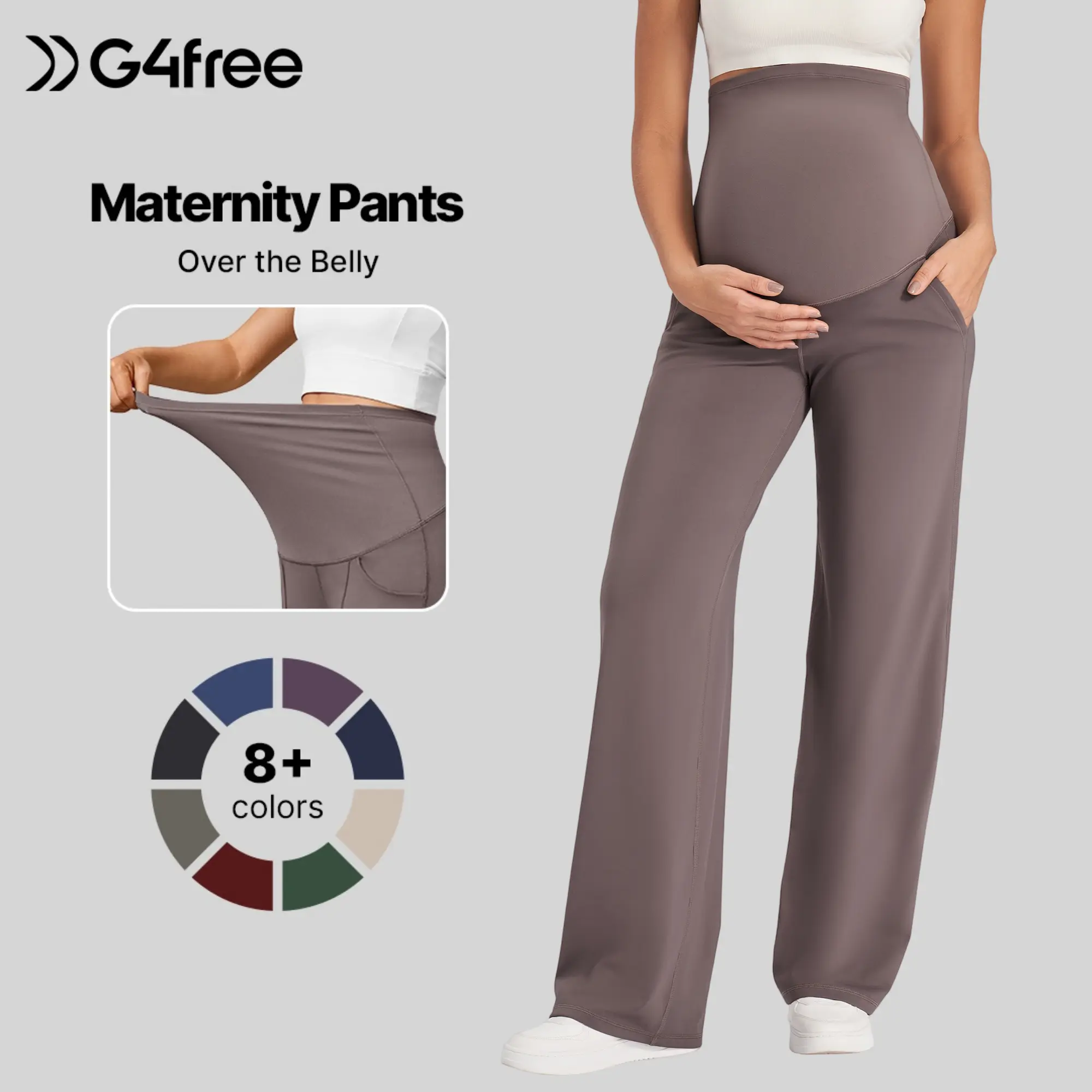 G4Free Women's Over-the-Belly Maternity Wide Leg Pants - Stretchy Maternity Apparel with Pockets for Yoga, Casual Layering - EverGoing 2026,#sohochic