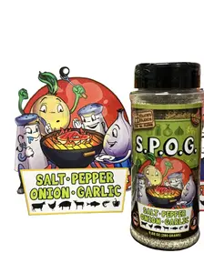 S.P.O.G - S.P.O.G blend is a popular seasoning mixture consisting of salt, pepper, onion, and garlic. It is widely used in cooking to add a flavorful kick to a variety of dishes.