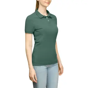 PAGE and TUTTLE Womens Solid Jersey Short Sleeve Shirt Golf Casual Casual - Green
