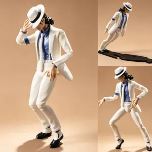 Michael Jackson Smooth Criminal Moonwalk Poseable Action Figure, Highly Articulated King of Pop Music Legend Model Toy, Perfect Father's Day & Graduation Gift, Iconic MJ Collectible, Aesthetic Desktop Room Decor for Music Fans
