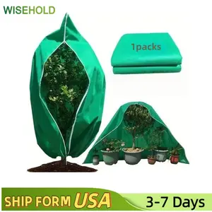 1Packs Plant Covers Freeze Protection 78.74" x 94.5" 2.11oz/yd² Heavy Duty Winter Cold Weather Frost Cloth Blankets, Garden Warm Jacket Bags with Zipper & Drawstring for Outdoor Plants Fruit Tree Potted