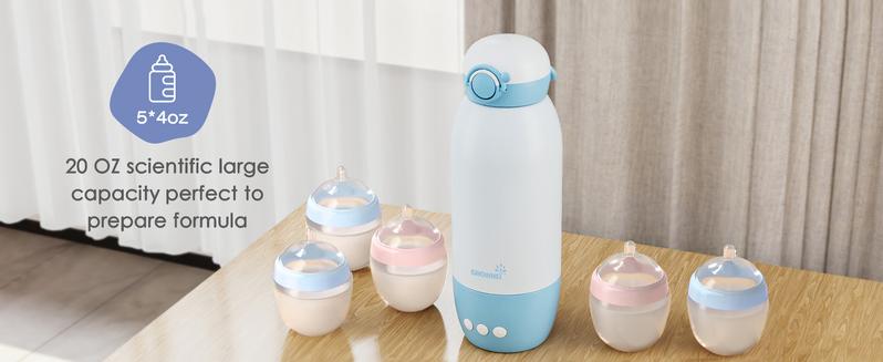 Portable Bottle Warmer - Cordless Travel Milk Warmer for Breastmilk/Formula with Precise Temperature Control and Memory Function