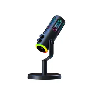 Professional Gaming Microphone With Stand RGB USB Wired Condenser Mic For PC Laptop Streaming Podcast  Live Broadcast