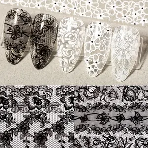 10 Rolls Lace Nail Foil Floral Transfer Stickers Holographic Nail Art Decals DIY Acrylic Nail Decorations For Daily And Festival Nail Design