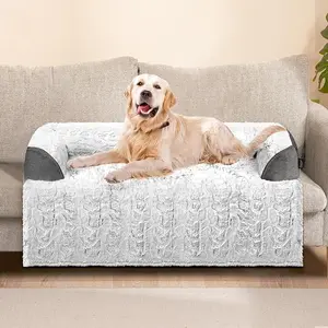 Dog Couch Bed for Large Dogs Memory Foam, Faux Fur Waterproof Dog Bed for Couch Furniture