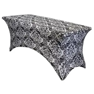 Stretch Spandex 8 Ft Rectangular Table Cover Damask