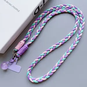 1pc Mobile phone hanging rope with Cardholder and Love Pendant, long crossbody shoulder strap, neck hanging rope, anti loss and sturdy hanging chain, universal woven rope for phone case