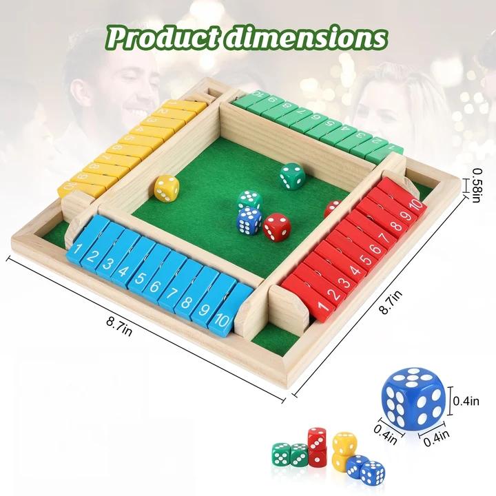 Shut The Box Game, Math Dice Board Game for Family Night Classroom Travel, Wooden Table for 2-4 Players, Improves Mathematical Skills, for Classroom, Home Bar Party & Travel